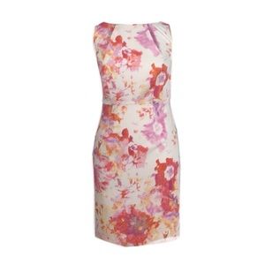 Ann Taylor Cream Midi Dress with Pink and Coral Floral Print